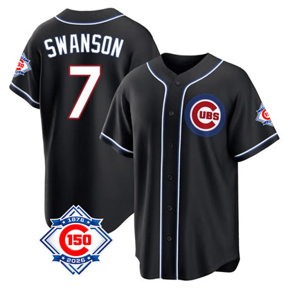 Chicago Cubs #7 Dansby Swanson Player Black MIKSHPS Snake Skin City Game Stitched Jerseys
