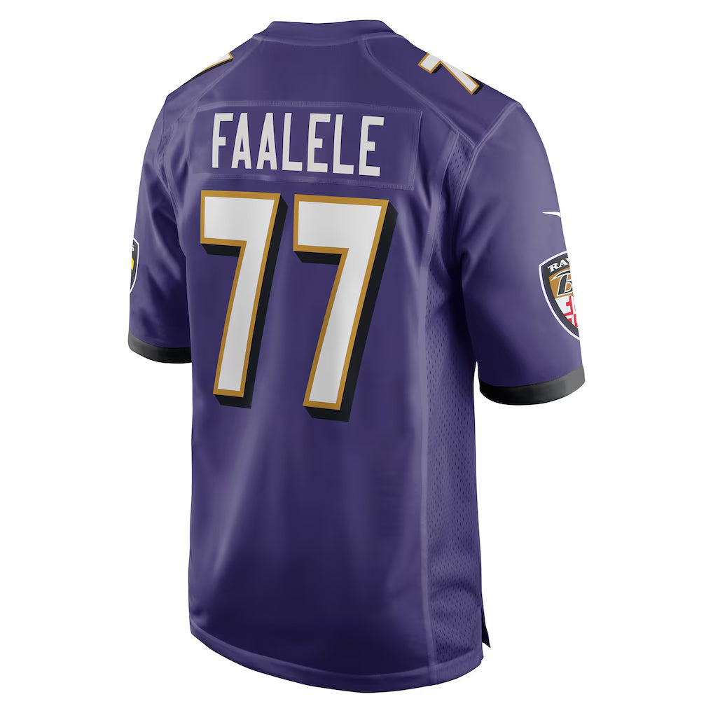 B.Ravens #77 Daniel Faalele Purple MIKSHPS Player Game Jersey