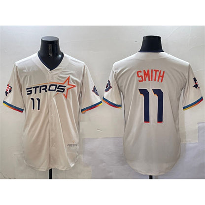 Houston Astros #11 Cam Smith Cream MIKSHPS 2025 City Connect With Texas Patch Limited Stitched Jersey