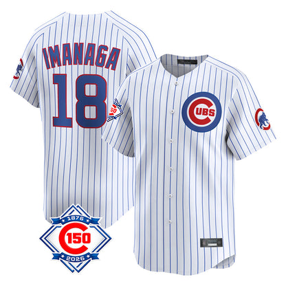 Chicago Cubs #18 Shota Imanaga Player White MIKSHPS 150th Anniversary Limited Home Game Stitched Jerseys