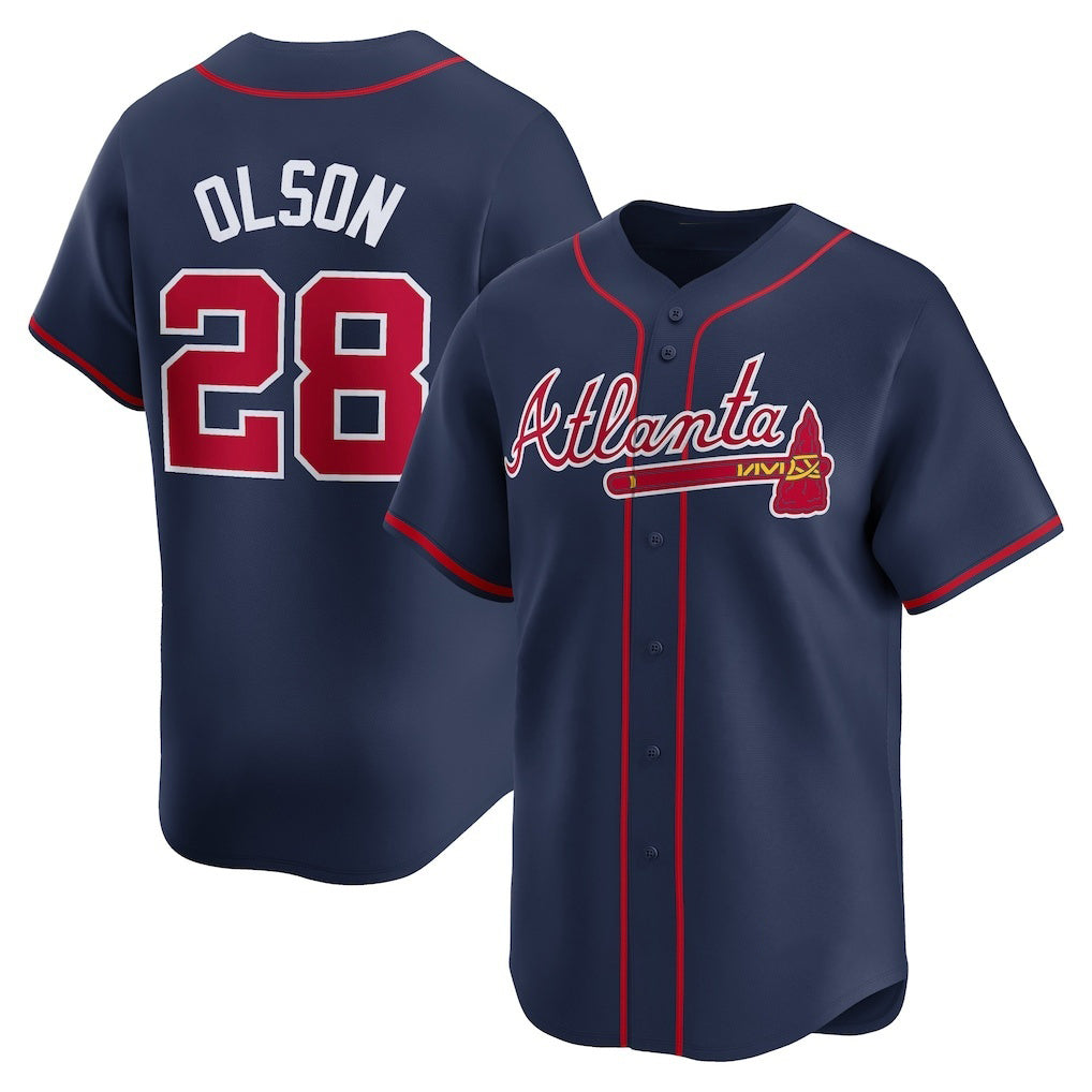 Atlanta Braves #28 Matt Olson Navy MIKSHPS Alternate Limited Player Jersey