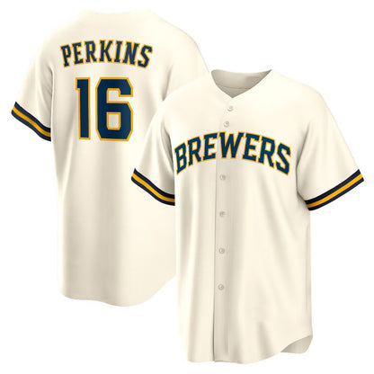 Milwaukee Brewers #16 Blake Perkins Cream MIKSHPS Home Replica Jersey