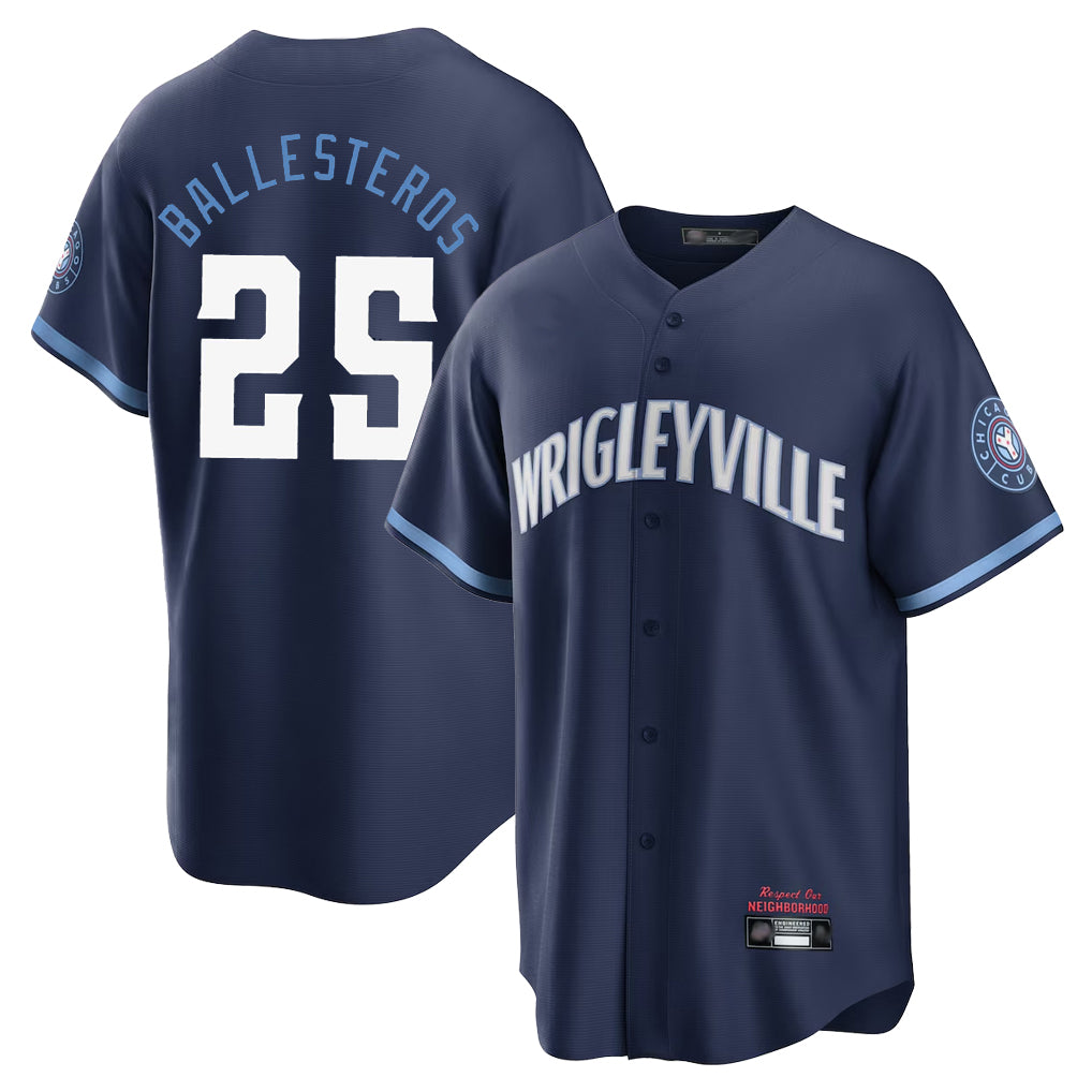 Chicago Cubs #25 Moises Ballesteros Player Navy MIKSHPS City Connect Home Game Stitched Jerseys