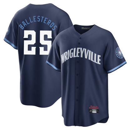 Chicago Cubs #25 Moises Ballesteros Player Navy MIKSHPS City Connect Home Game Stitched Jerseys