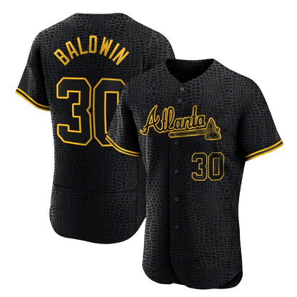 Atlanta Braves #30 Drake Baldwin Player Black MIKSHPS Snake Skin City Limited Elite Home Game Stitched Jerseys