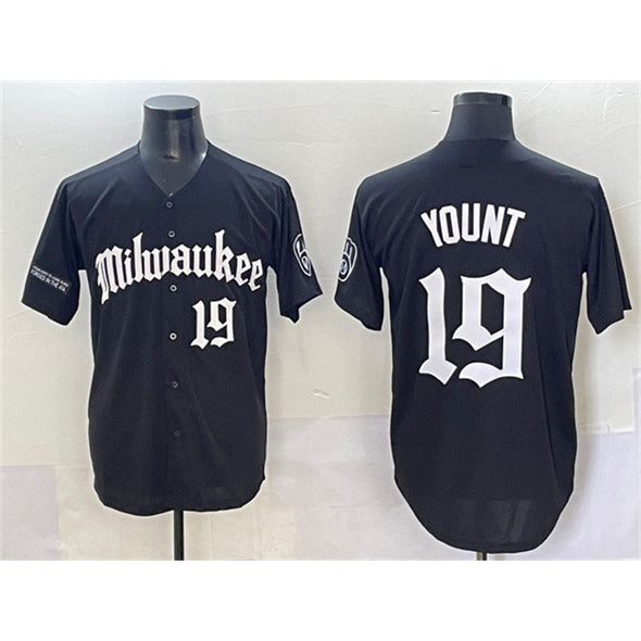 Milwaukee Brewers #19 Robin Yount Black MIKSHPS 'Gothic 414 Shadows Edition' Vapor Premier Limited Stitched Jersey