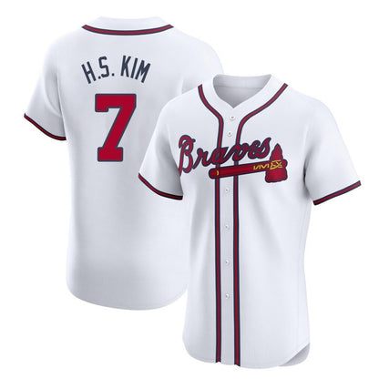 Atlanta Braves #7 Ha-Seong Kim Player White MIKSHPS Limited Elite Home Game Stitched Jerseys