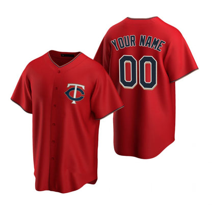 Custom Minnesota Twins Red MIKSHPS Stitched Cool Base Jersey