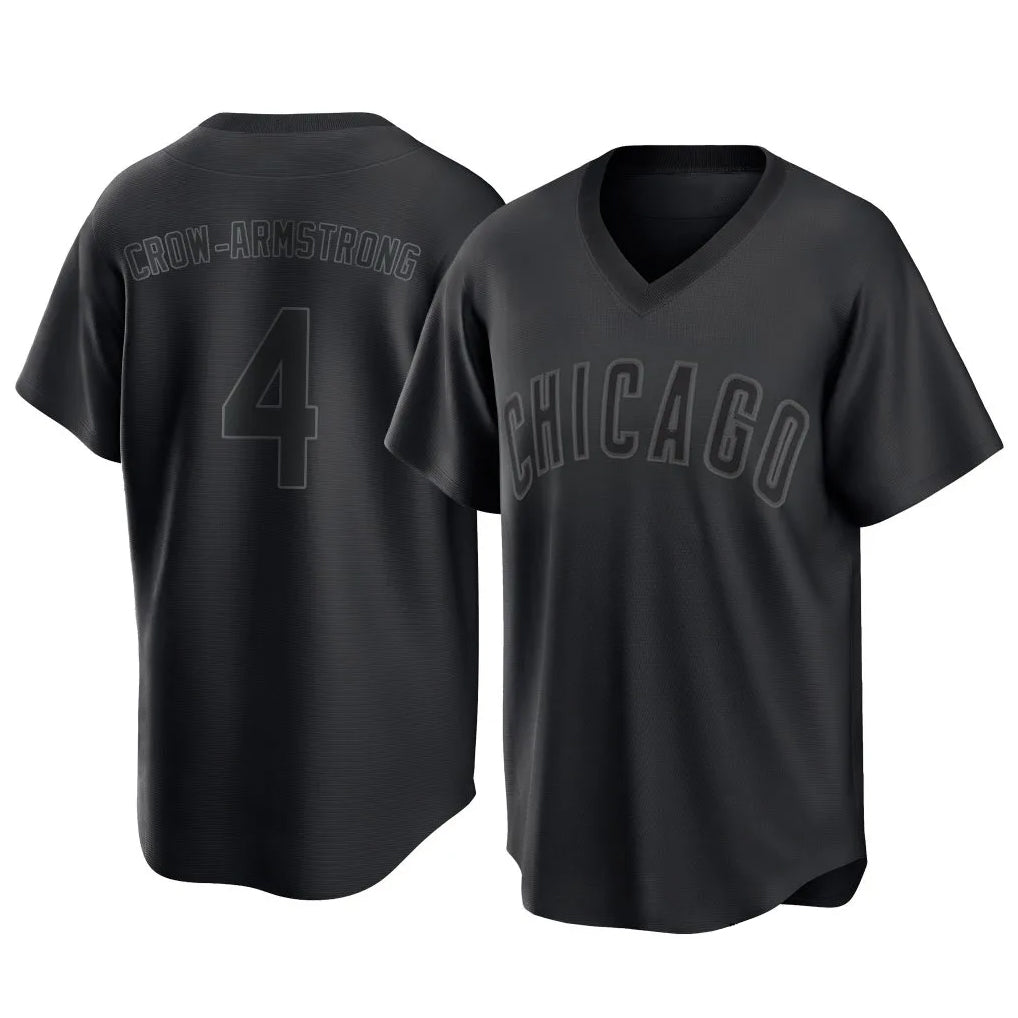 Chicago Cubs #4 Pete Crow-Armstrong Player Black MIKSHPS T-shirt Home Game Stitched Jerseys