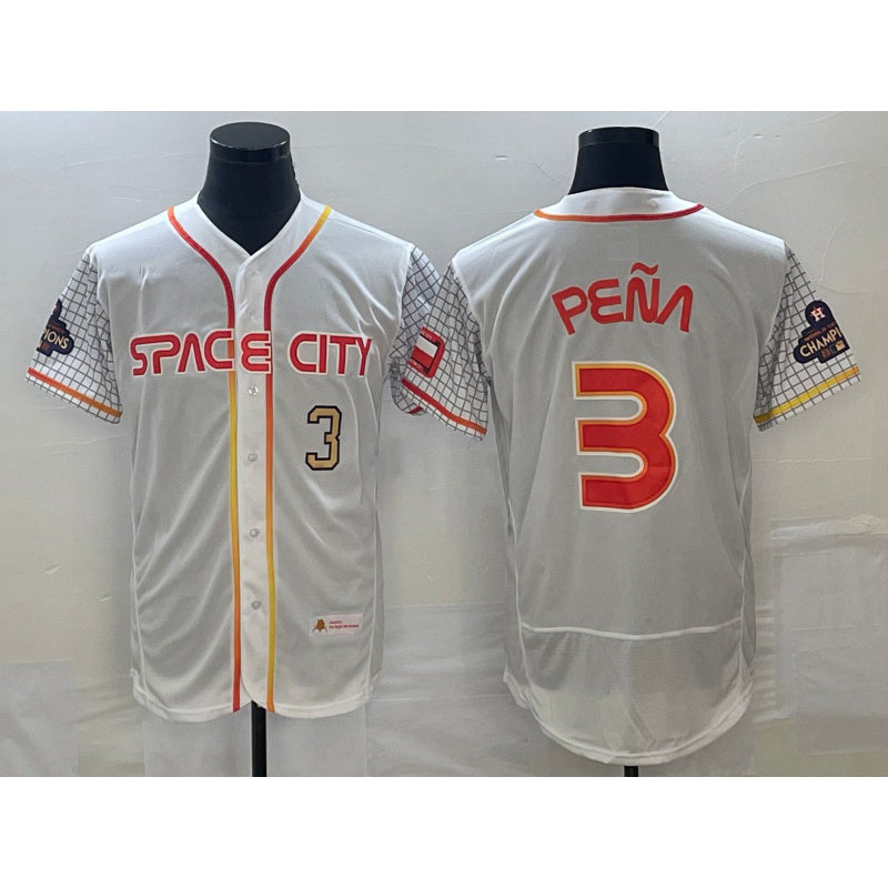 Houston Astros #3 Jeremy Pena Number White MIKSHPS 2023 City Connect Flex Base Stitched Jersey 2
