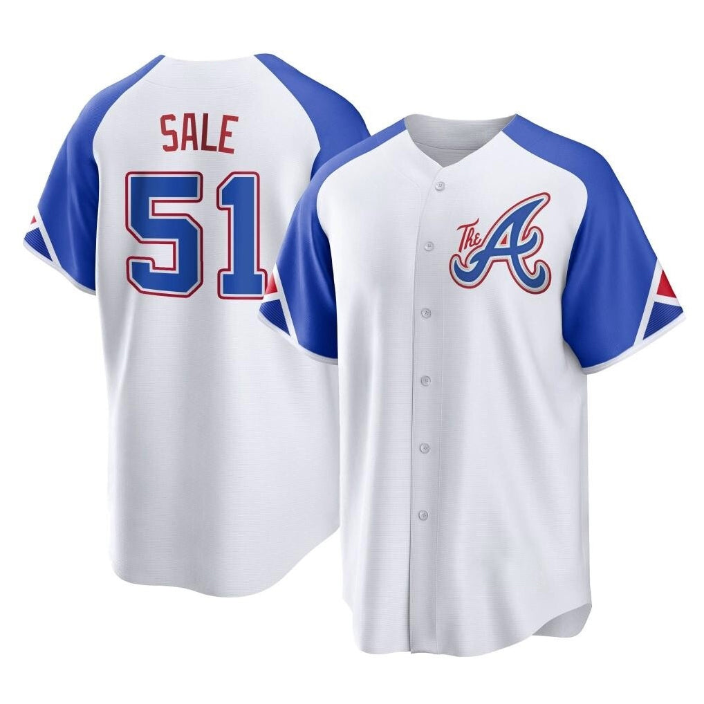 Atlanta Braves #51 Chris Sale Player White MIKSHPS City Connect Home Game Stitched Jerseys