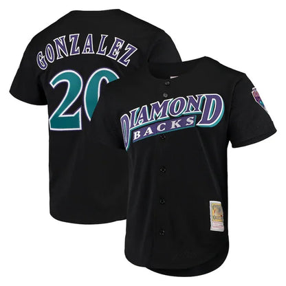 Arizona Diamondbacks #20 Luis Gonzalez Player Black MIKSHPS Mitchell & Ness Throwback Cooperstown Collection Mesh Limited Stitched Jerseys