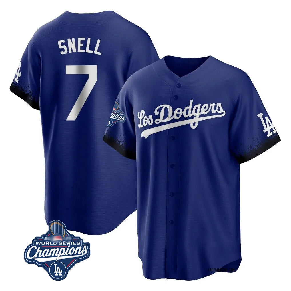Los Angeles Dodgers #7 Blake Snell Player Royal MIKSHPS City Connect Game World Series Meet Stitched Jerseys