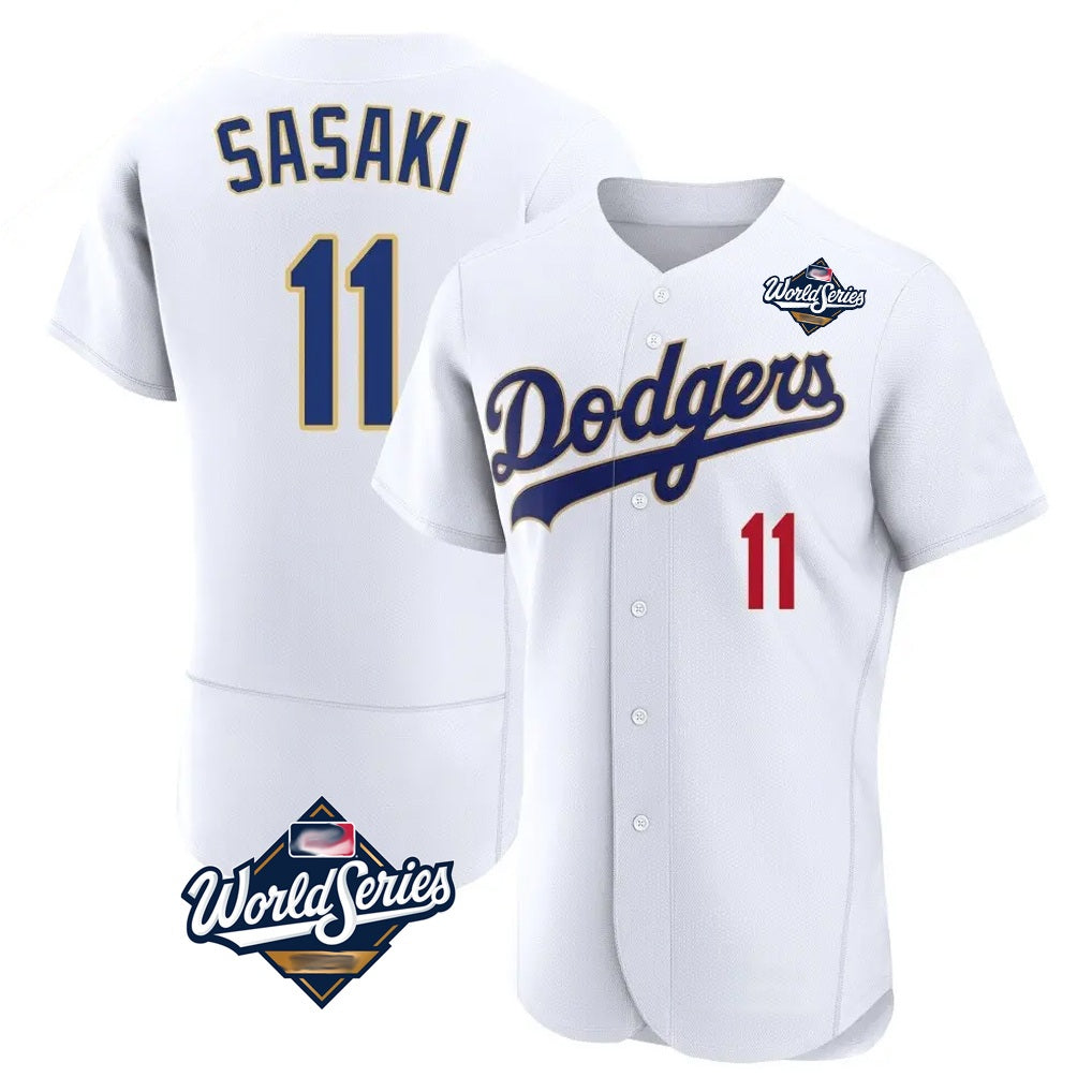 Los Angeles Dodgers #11 Roki Sasaki Player Gold White MIKSHPS World Series 2026 Collection Stadium Limited Elite Stitched Jerseys