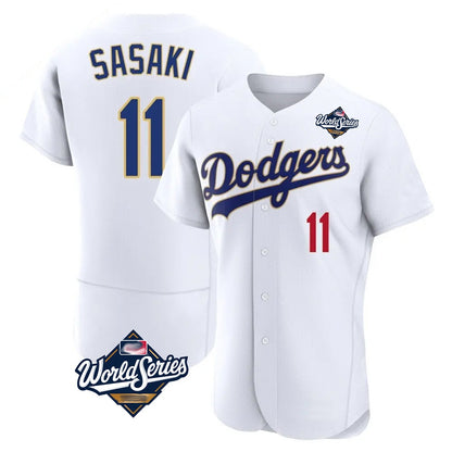 Los Angeles Dodgers #11 Roki Sasaki Player Gold White MIKSHPS World Series 2026 Collection Stadium Limited Elite Stitched Jerseys