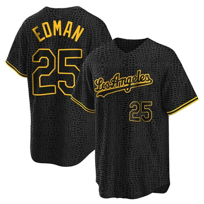 Los Angeles Dodgers #25 Tommy Edman Player Black MIKSHPS Snake Skin City Game Home Stitched Jerseys