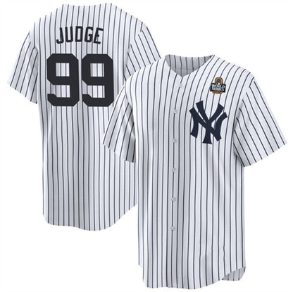 New York Yankees #99 Aaron Judge White MIKSHPS 2024 World Series With Name Cool Base Stitched Jersey