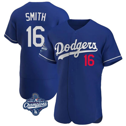 Los Angeles Dodgers #16 Will Smith Player Royal MIKSHPS World Series Meet Limited Elite Home Stitched Jerseys