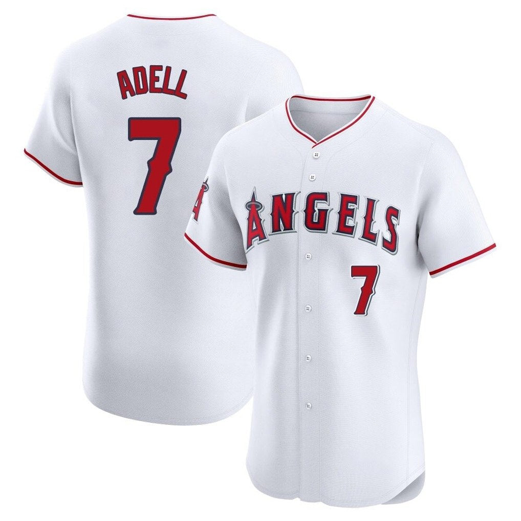 Los Angeles Angels #7 Jo Adell Player White MIKSHPS Limited Elite Stitched Home Jerseys