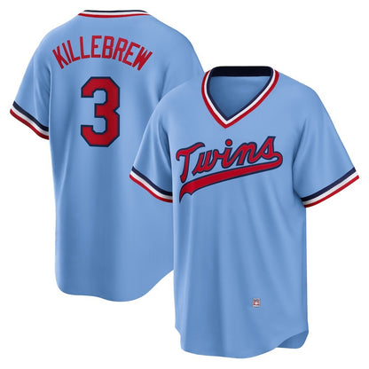 Minnesota Twins #3 Harmon Killebrew Light Blue MIKSHPS Road Cooperstown Collection Player Jersey