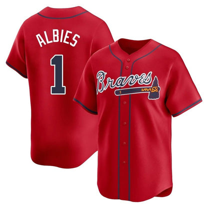 Atlanta Braves #1 Ozzie Albies Player Red MIKSHPS Limited Home Game Stitched Jerseys