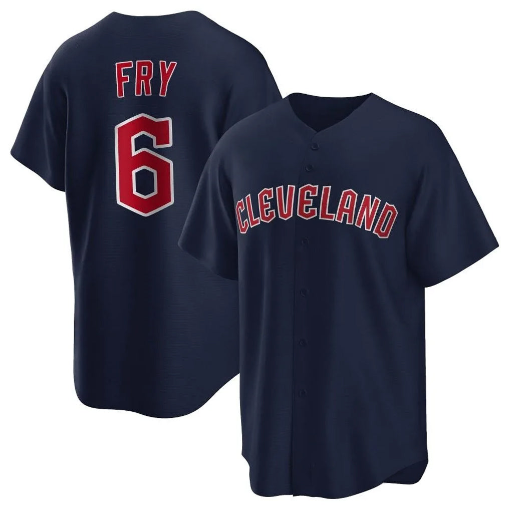 Cleveland Guardians #6 David Fry Player Navy MIKSHPS Game Home Stitched Jerseys