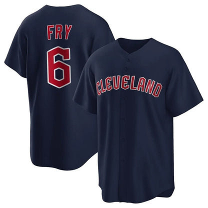 Cleveland Guardians #6 David Fry Player Navy MIKSHPS Game Home Stitched Jerseys
