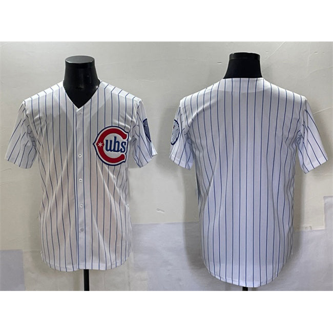 Chicago Cubs Blank White MIKSHPS Pinstripe 2nd Alternate Limited Stitched Jersey