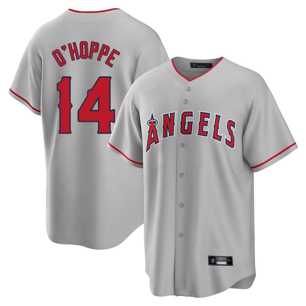 Los Angeles Angels #14 Logan O'Hoppe Player Gray MIKSHPS Home Game Stitched Jerseys