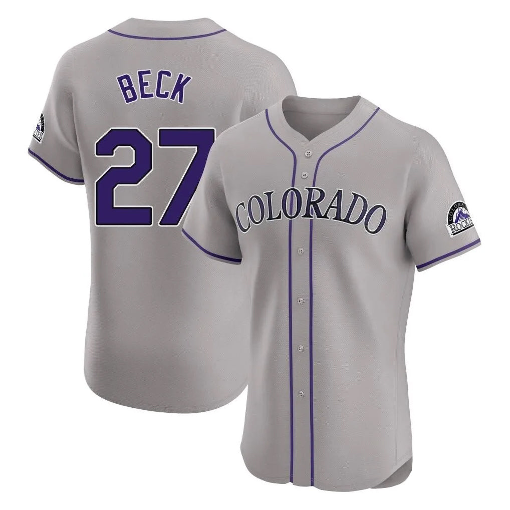 Colorado Rockies #27 Jordan Beck Player Gray MIKSHPS Limited Elite Home Stitched Jerseys