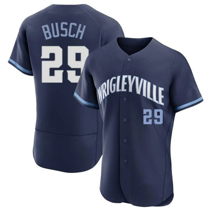 Chicago Cubs #29 Michael Busch Player Navy MIKSHPS City Connect Limited Elite Home Stitched Jerseys