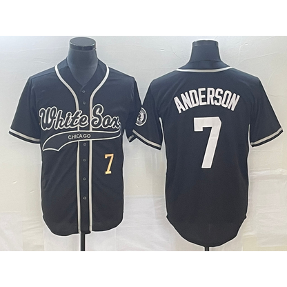 Chicago White Sox #7 Tim Anderson Number Black MIKSHPS Cool Base Stitched Jersey