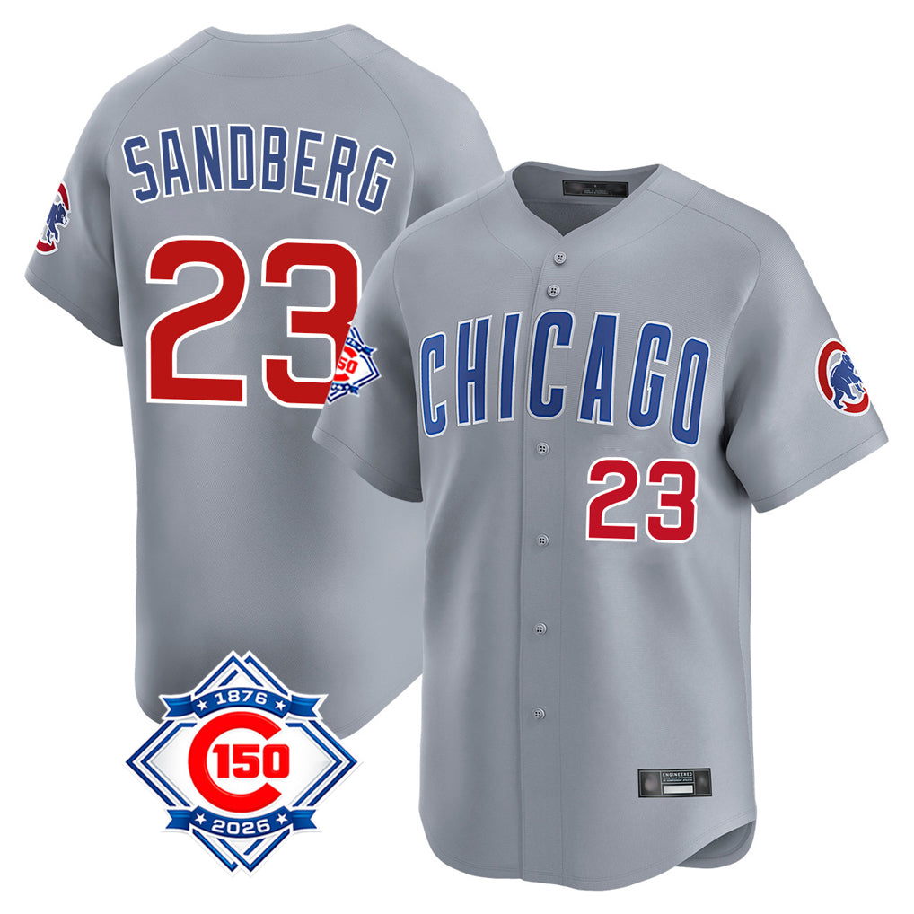 Chicago Cubs #23 Ryne Sandberg Player Gray MIKSHPS Road 150th Anniversary Limited Home Stitched Jerseys