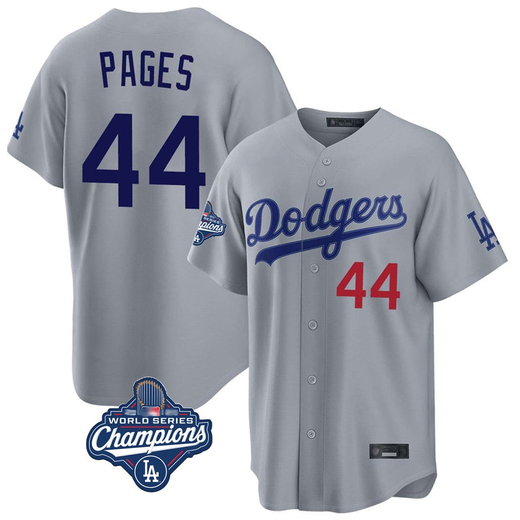 Los Angeles Dodgers #44 Andy Pages Player Gray MIKSHPS World Series Meet Game Home Stitched Jerseys