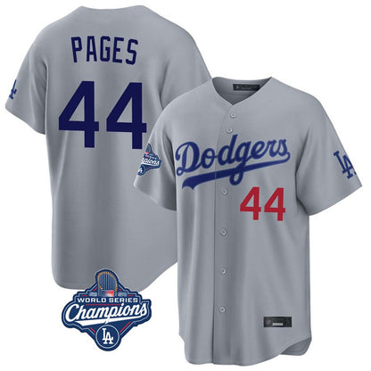 Los Angeles Dodgers #44 Andy Pages Player Gray MIKSHPS World Series Meet Game Home Stitched Jerseys