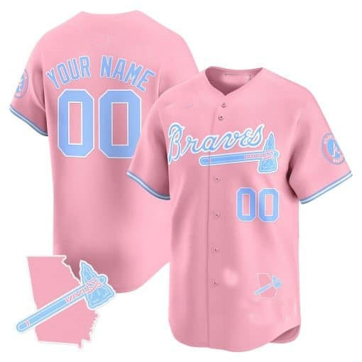 Custom Atlanta Braves Bubblegum Pink Vapor Premier Limited Jersey ¨C All Stitched-Pink MIKSHPS
