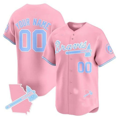 Custom Atlanta Braves Bubblegum Pink Vapor Premier Limited Jersey ¨C All Stitched-Pink MIKSHPS