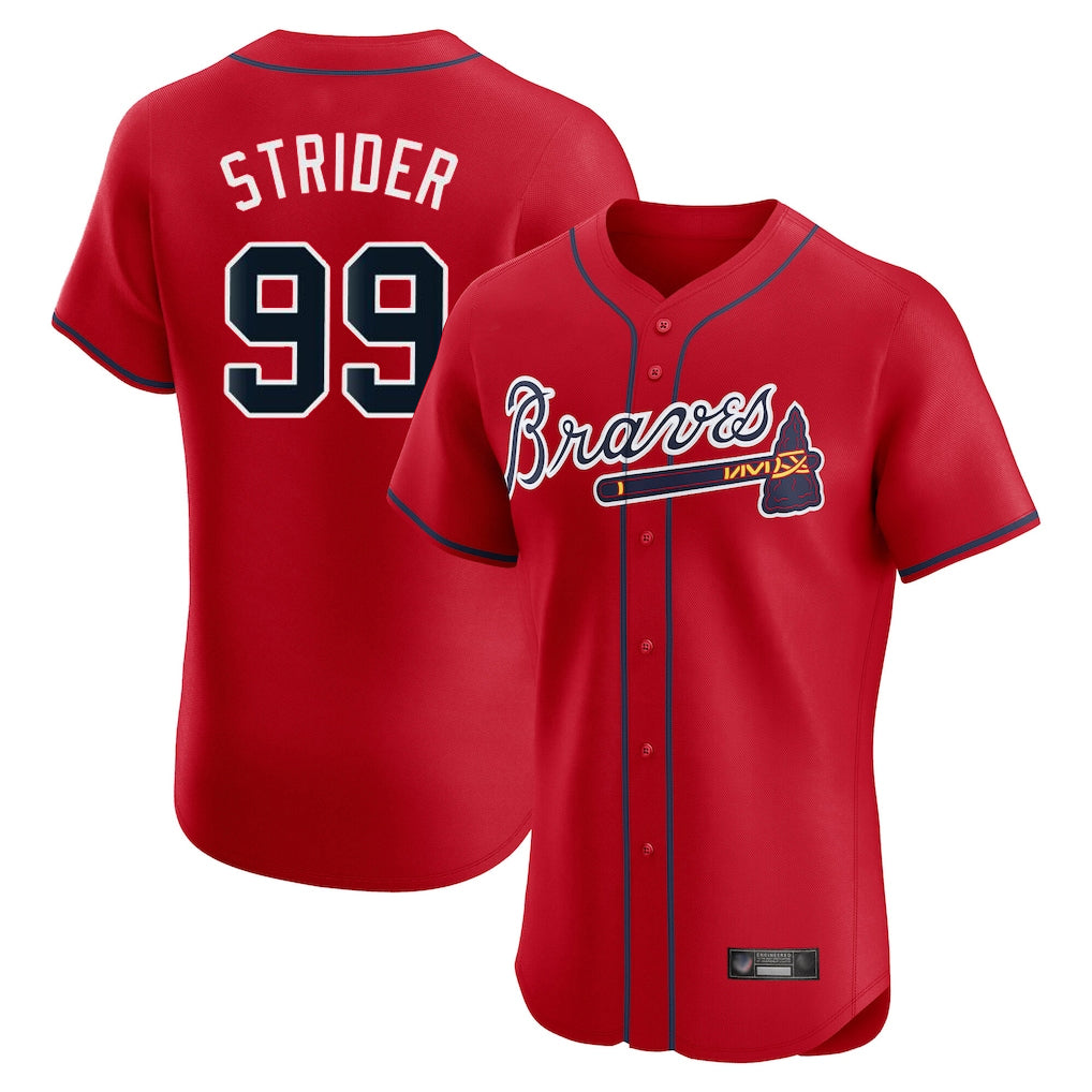 Atlanta Braves #99 Spencer Strider Player Red MIKSHPS Limited Elite Home Game Stitched Jerseys