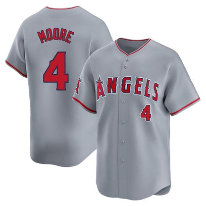 Los Angeles Angels #4 Christian Moore Player Gray MIKSHPS Home Limited Stitched Jerseys
