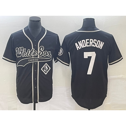 Chicago White Sox #7 Tim Anderson Black MIKSHPS Cool Base Stitched Jersey 2