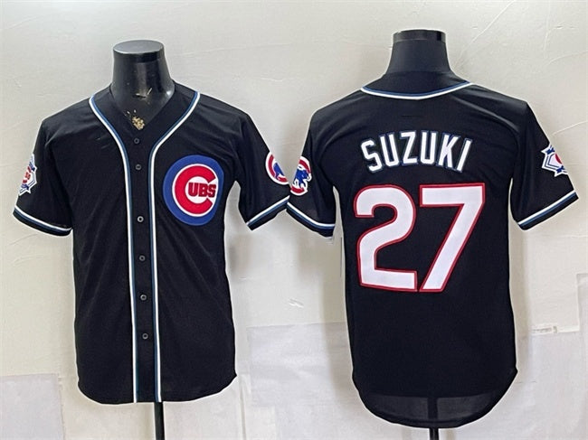 Chicago Cubs #27 Seiya Suzuki 150th Anniversary Black MIKSHPS Out Style Vapor Premier Limited Stitched Jersey