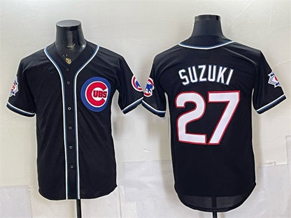 Chicago Cubs #27 Seiya Suzuki 150th Anniversary Black MIKSHPS Out Style Vapor Premier Limited Stitched Jersey