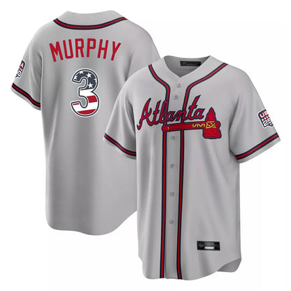 Atlanta Braves #3 Dale Murphy Player Gray MIKSHPS USA 250 Fourth Of July Limited Home Game Stitched Jerseys