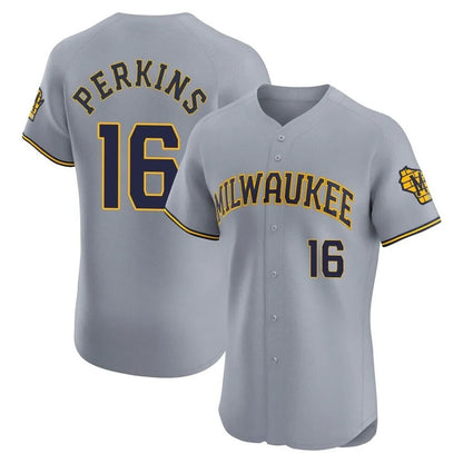 Milwaukee Brewers #16 Blake Perkins Player Gray MIKSHPS Home Limited Elite Stitched Jerseys