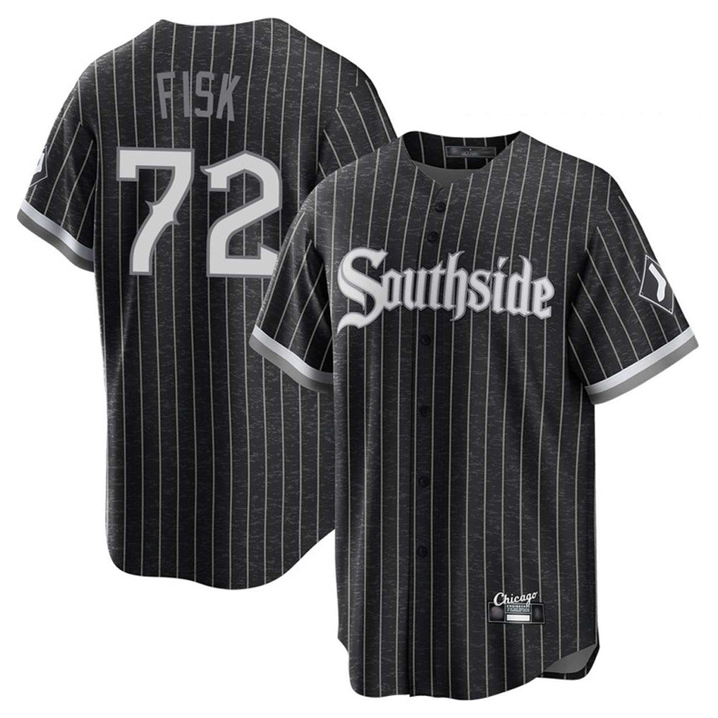 Chicago White Sox #72 Carlton Fisk Player Black MIKSHPS City Connect Home Game Stitched Jerseys