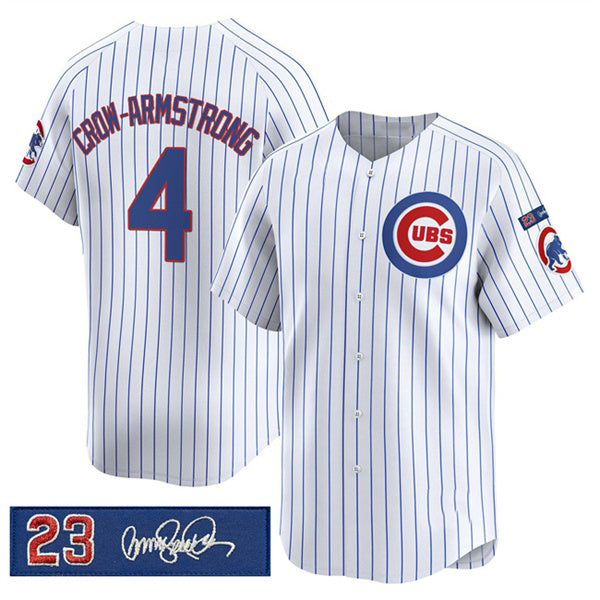 Chicago Cubs #4 Pete Crow-Armstrong White MIKSHPS Pinstripe 'Ryne Sandberg Tribute' Vapor Limited V3 Stitched Jersey