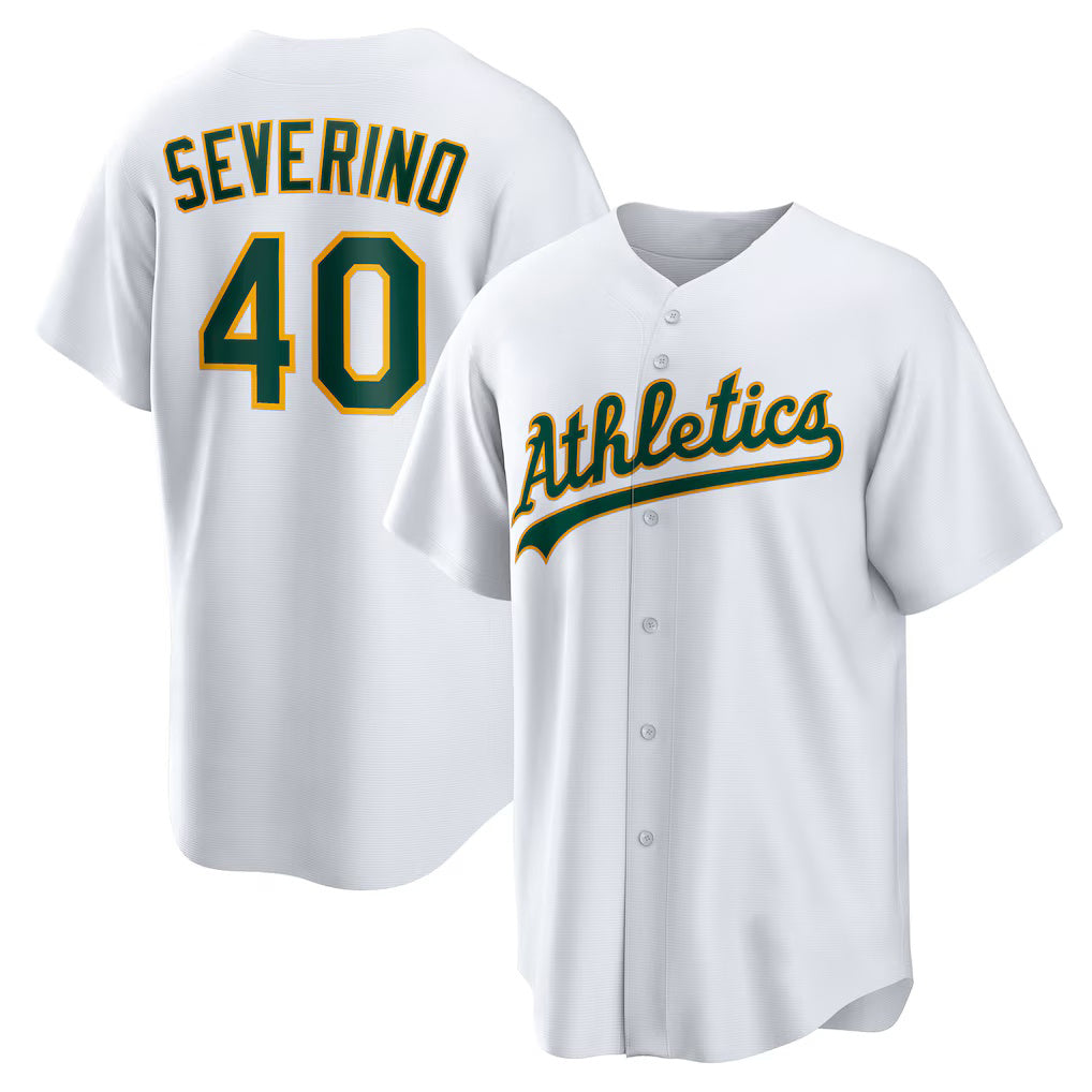 Oakland Athletics #40 Luis Severino White MIKSHPS Home Replica Jersey