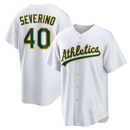 Oakland Athletics #40 Luis Severino White MIKSHPS Home Replica Jersey