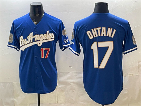 Los Angeles Dodgers #17 Shohei Ohtani Royal MIKSHPS 2026 Gold Collection 9x & B2B Champs Patch Stitched Jersey