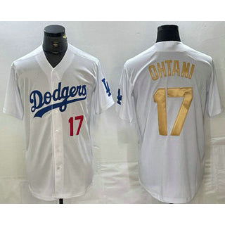 Los Angeles Dodgers #17 Shohei Ohtani Number White Gold MIKSHPS Stitched Cool Base Jersey 2